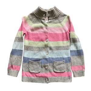 Gymboree Fairy Wishes Line Girls Gem Button Front Sweater 7/8 Pastel Stripes